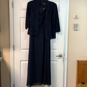 2 piece nave mother of the bride dress.